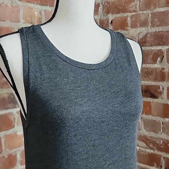 Lolë sleeveless casual tank long maxi dress with side slits dark gray XS | FLAW - Picture 3 of 13